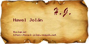 Havel Jolán névjegykártya