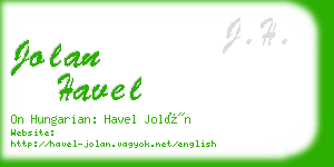 jolan havel business card